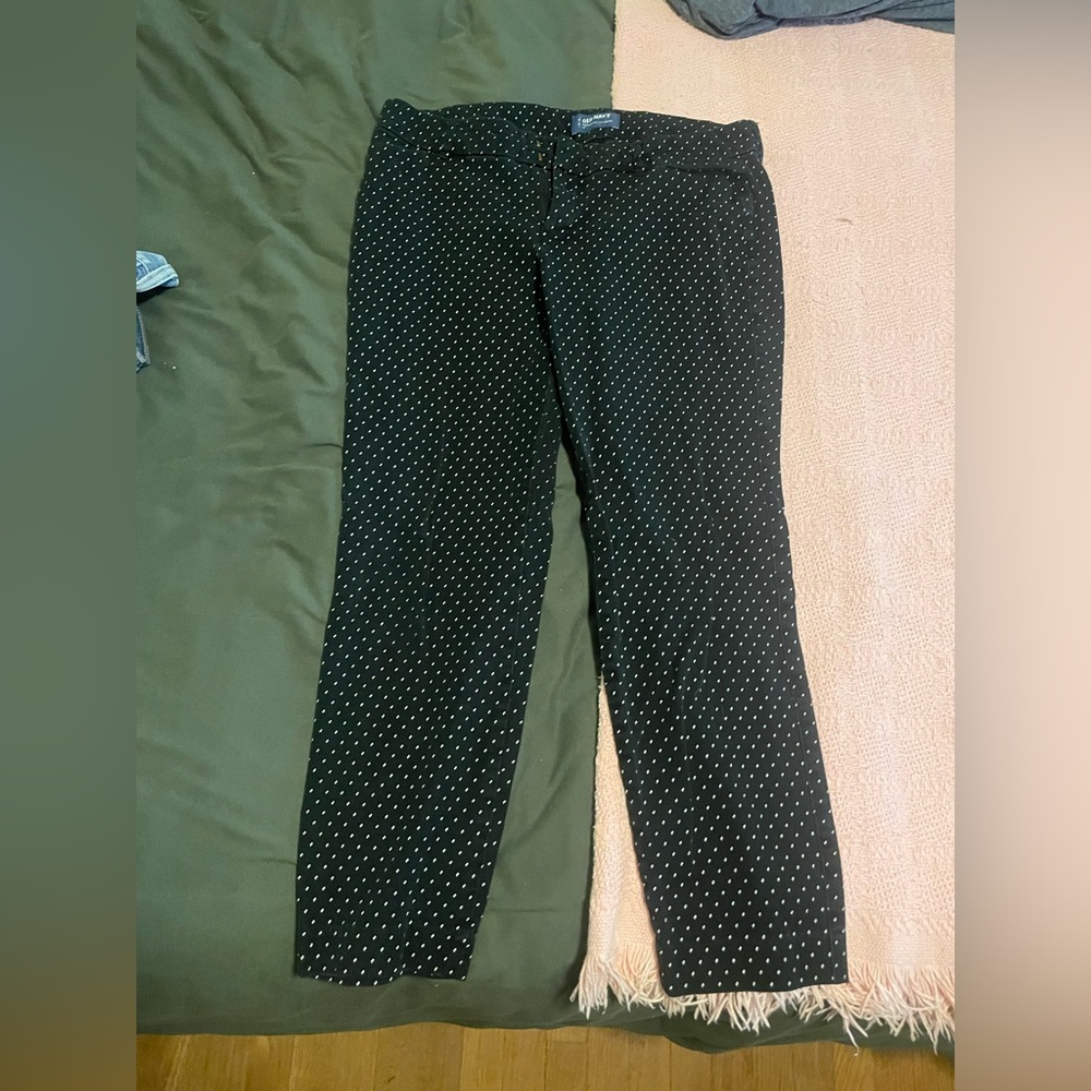 Old Navy Black Pants with White Dots